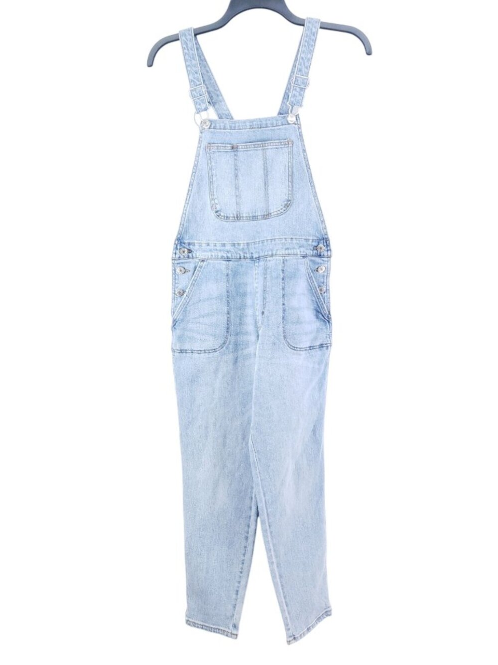 Old Navy Denim Bib Overalls Womens Size 6 Slim Fit Light Wash Stretch Cotton Ble